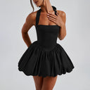 Women Bubble Halter Mini Dress Backless Corset Evening Party Club Summer Wear