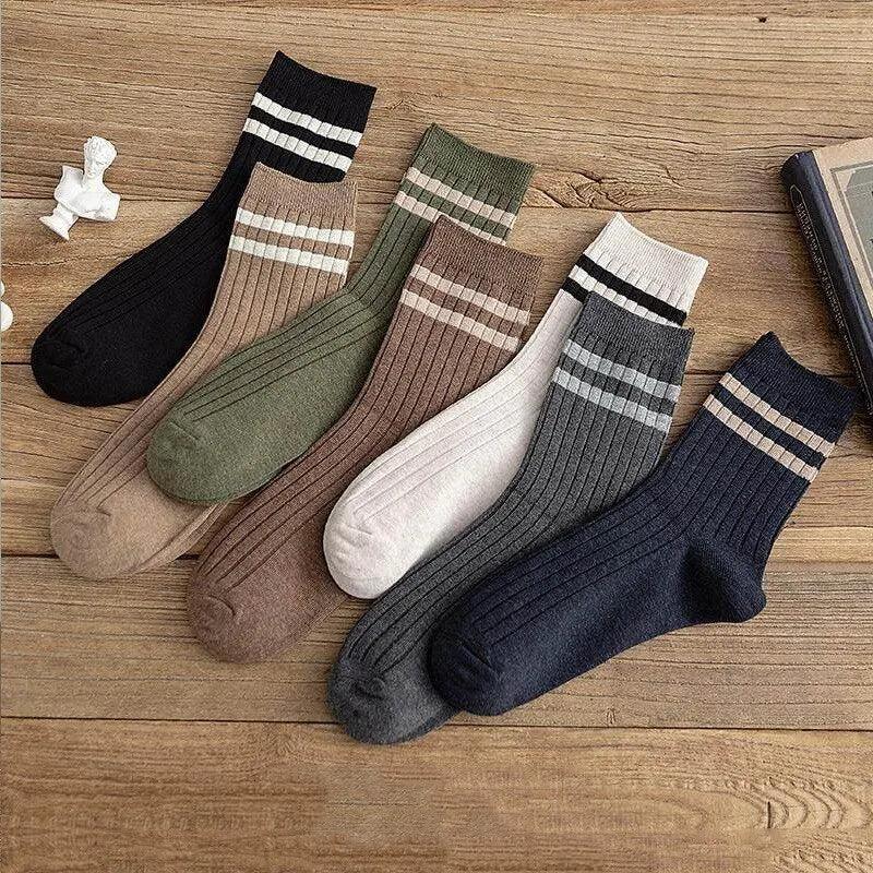 Harajuku Vibes 7 Pack Retro Striped Tube Socks Set