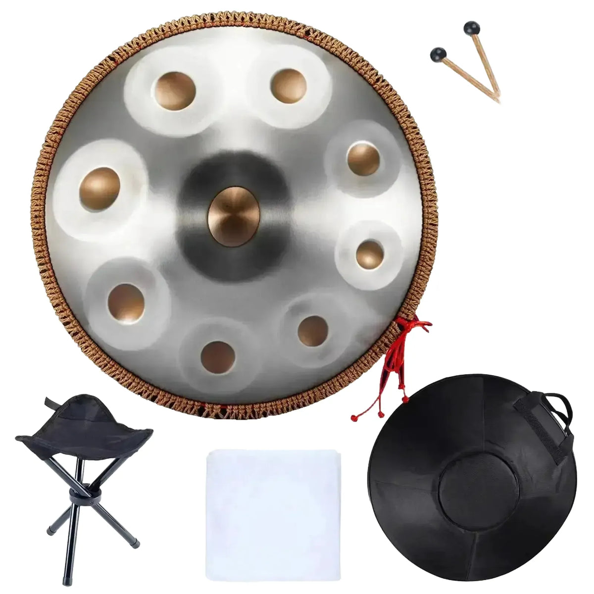 Calming Handpan for Yoga Meditation — silver gold