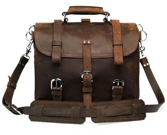 Crazy Horse Leather Duffle Bag for Men Vintage Travel Tote