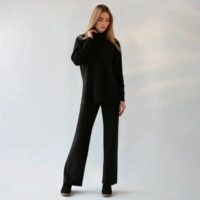 Women Knitted Two Piece Set Autumn Winter Knit Sweater
