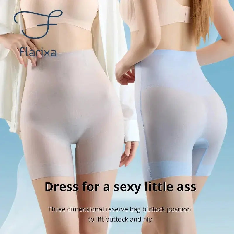 Flarixa Ultra Thin Ice Silk Safety Shorts High Waist Women