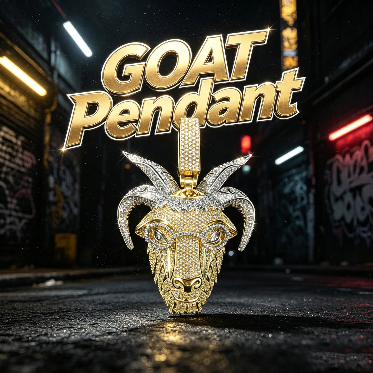 D Iced Out Goat Pendant