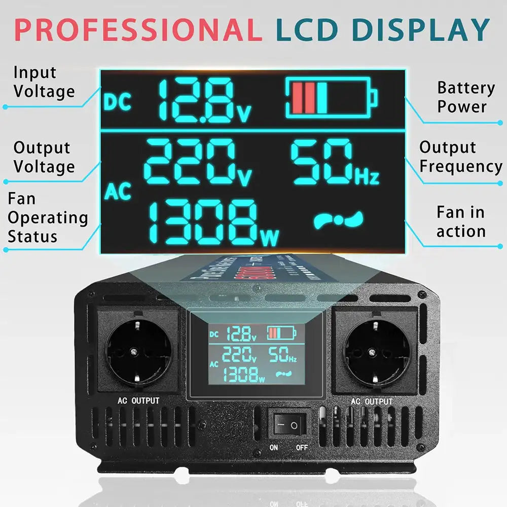 Pure Sine Wave Inverter 12V 220V 24V 1000W 1600W 3000W 4000W 5000W 6000W DC To AC Power Converter Charger Car Solar Inverter