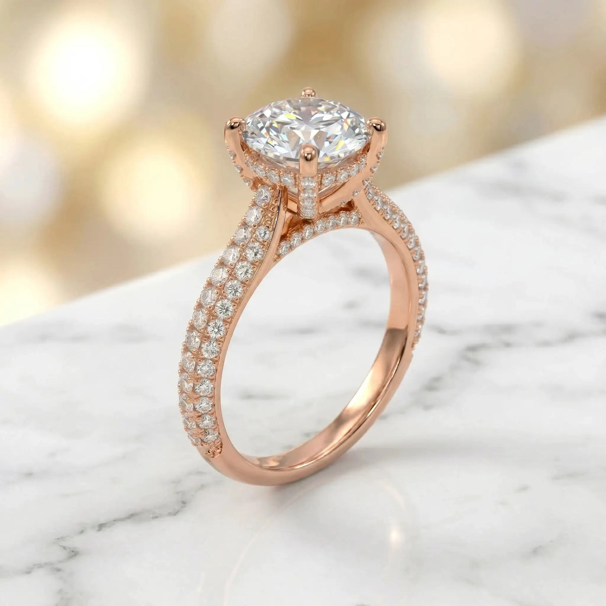 2 Carat Round Cut Moissanite Ring, 925 Sterling Silver, D Color VVS1, Engagement Wedding Band, Jewelry Gift, With Certificate