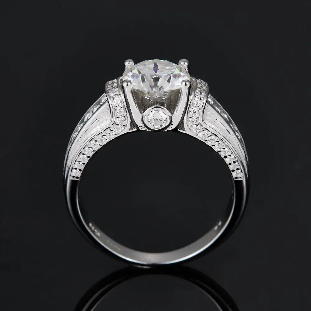 3 Carat Round D Color VVS1 Moissanite Ring, 925 Sterling Silver, 4 Prong Setting, Jewelry Gift, Pass Diamond Tester
