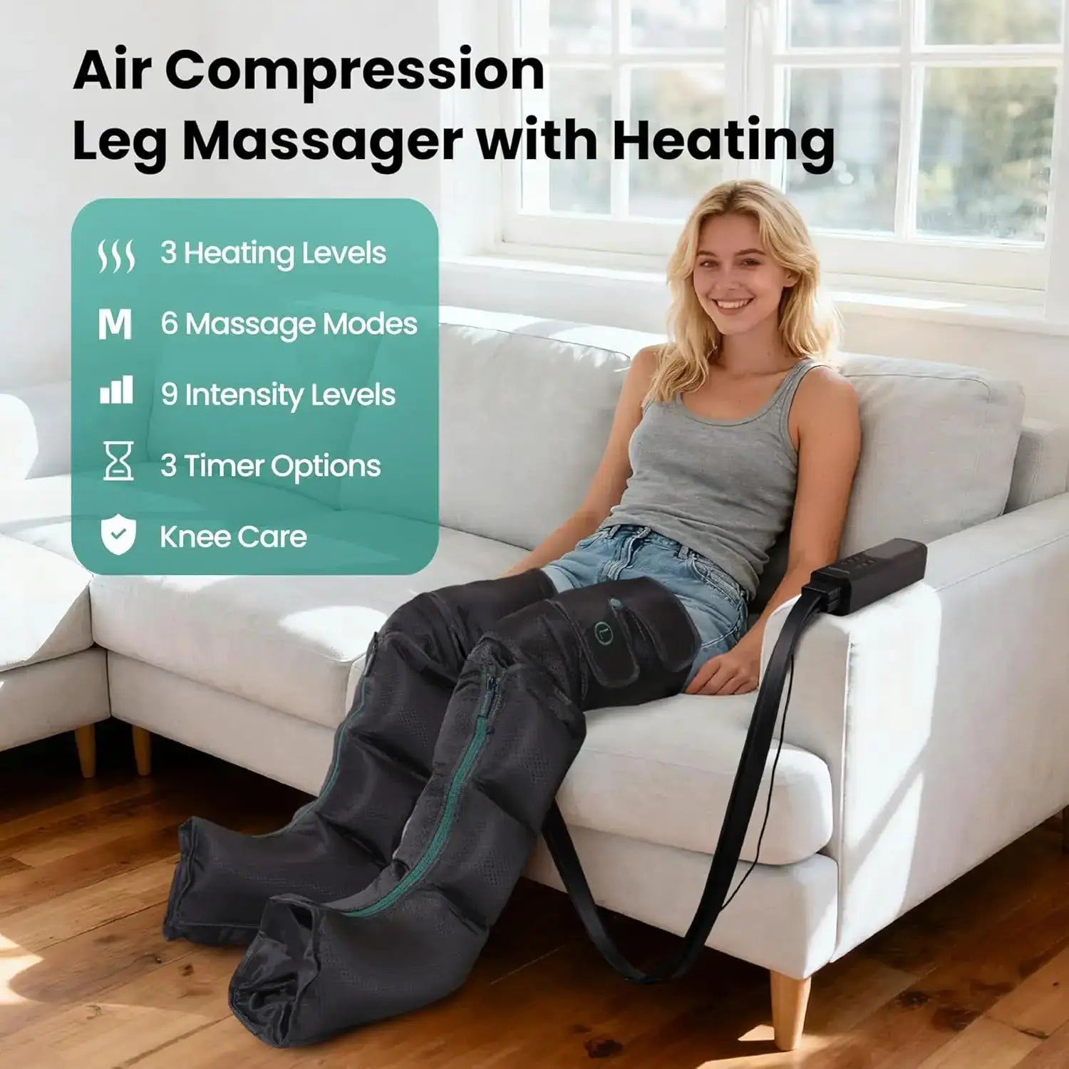 Leg Massager with Heat and Comression, Foot and Leg Massager for Circulation and Pain Relief, Air Compression Boots