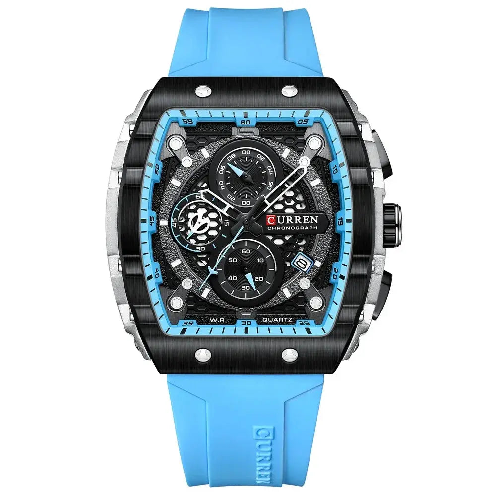 Curren Men's Casual Quartz Watch Rectangular Silicone Straps - OurLum.com