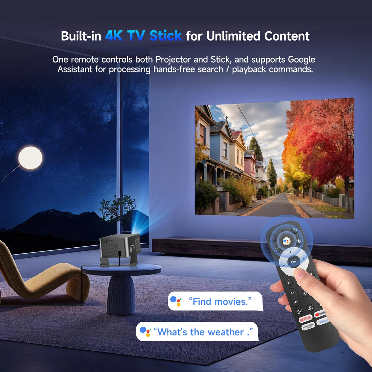 Magcubic Projector with TV Stick ANSI Native Projector Auto Focus — product view 2