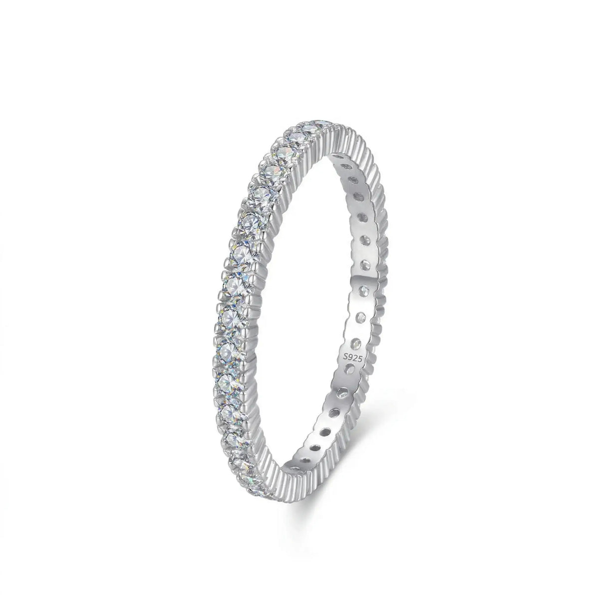 Moissanite Ring in Sterling Silver Eternity — product view 6