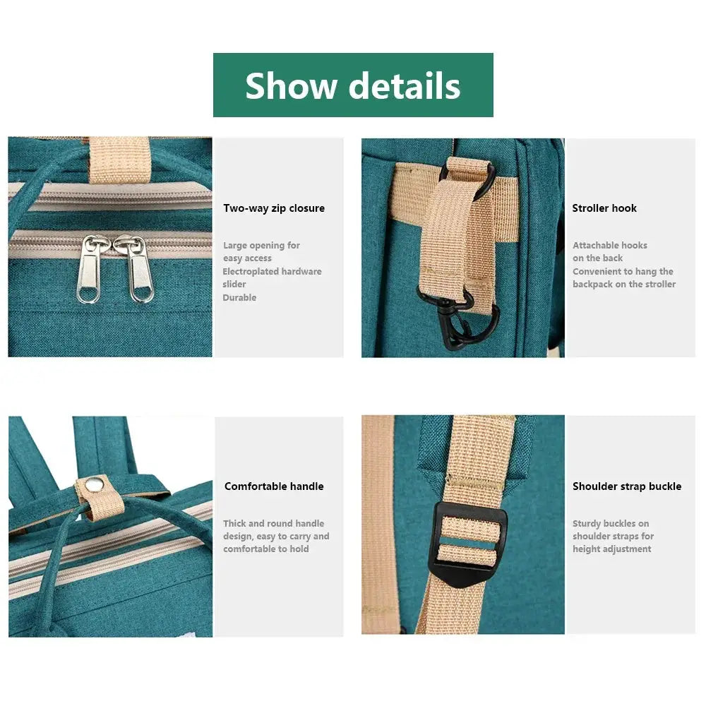 Folding Mommy Bag Portable Crib Bed Backpack Lightweight