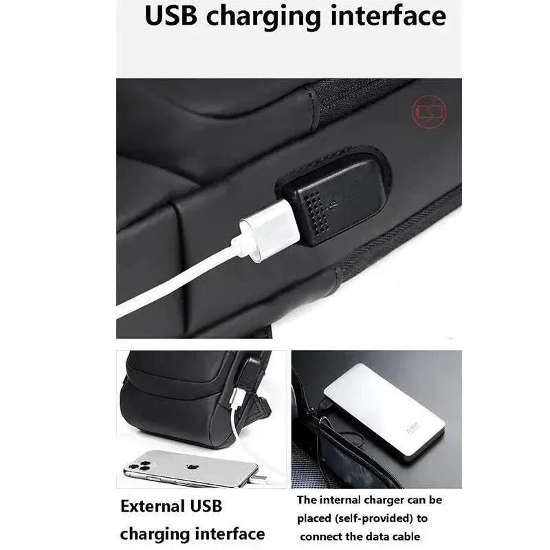 Mens USB Shoulder Bag Anti Theft Travel Organizer Pro