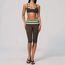 Yoga Set Women Fold Over Waist Capri Leggings