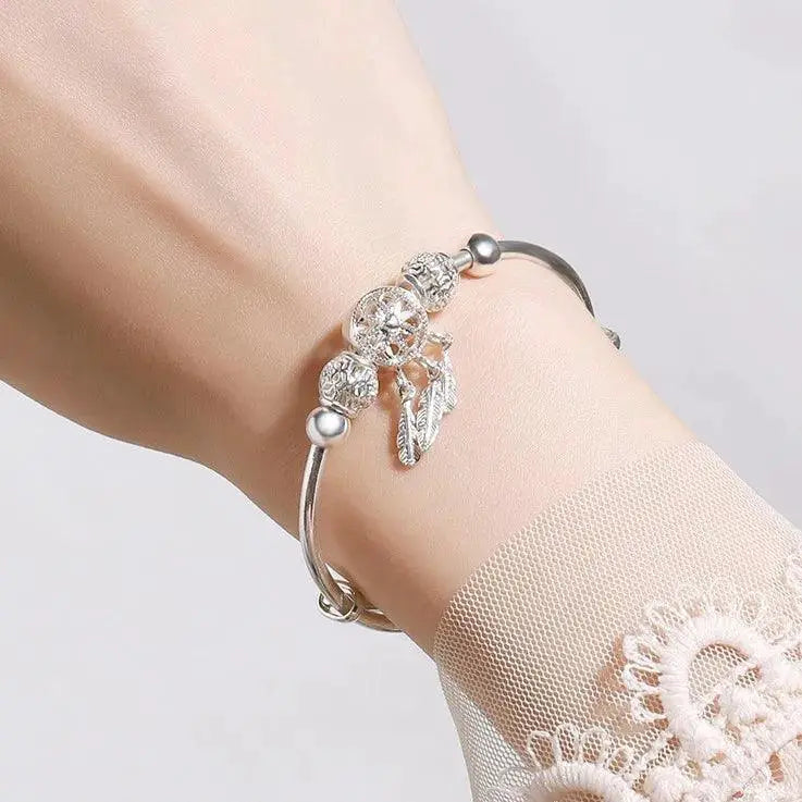 Dreamcatcher Charm Bracelet Silver Cuff For Women Elegant