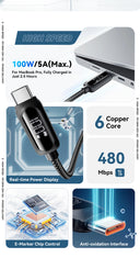 Essager USB Type C To USB C Cable 100W 5A PD Fast Charging