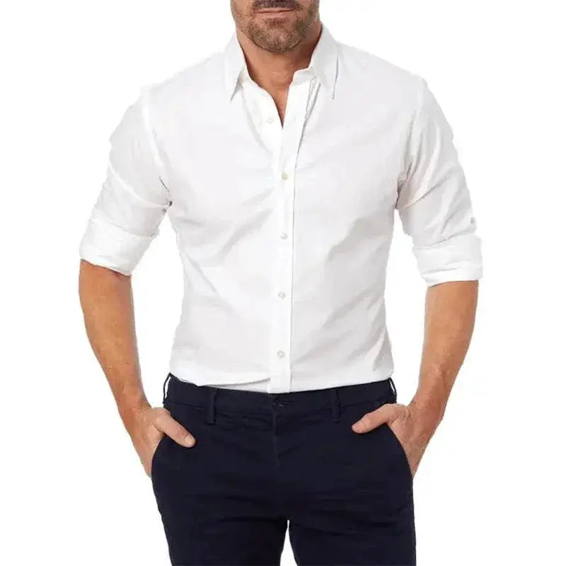 Mens Casual Slim Cotton Long Sleeve Zip Shirt High Quality
