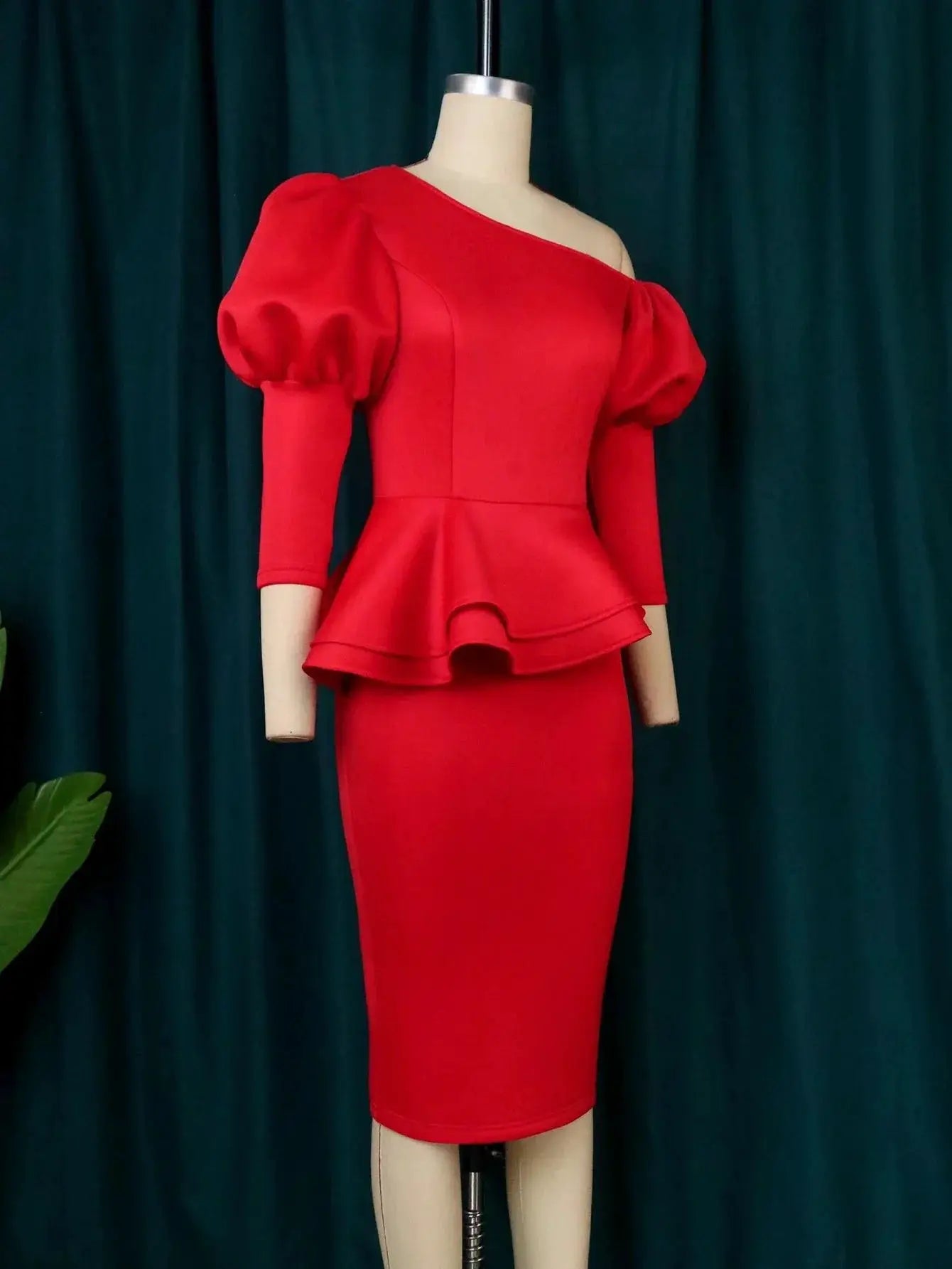 Chic Off Shoulder Red Peplum Dress For Stylish Events