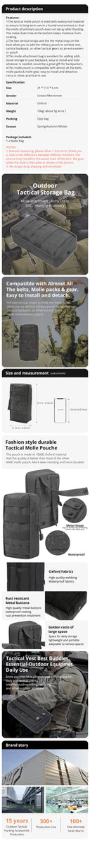 Outdoor Tactical Molle Waist Bag 1000D Oxford Black Fanny Pack