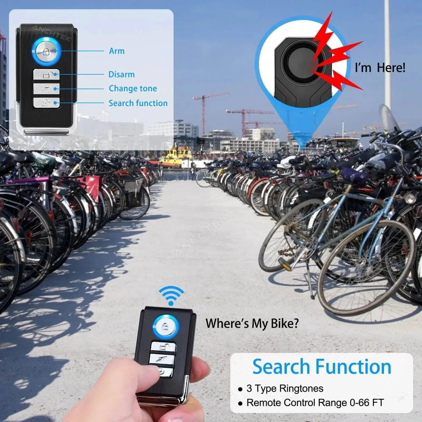 Anchtek Motorcycle Anti Theft Alarm Wireless Security System
