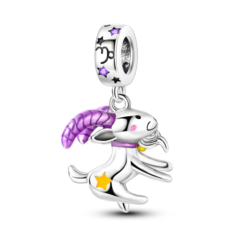 Silver Plated Purple Charm Flower