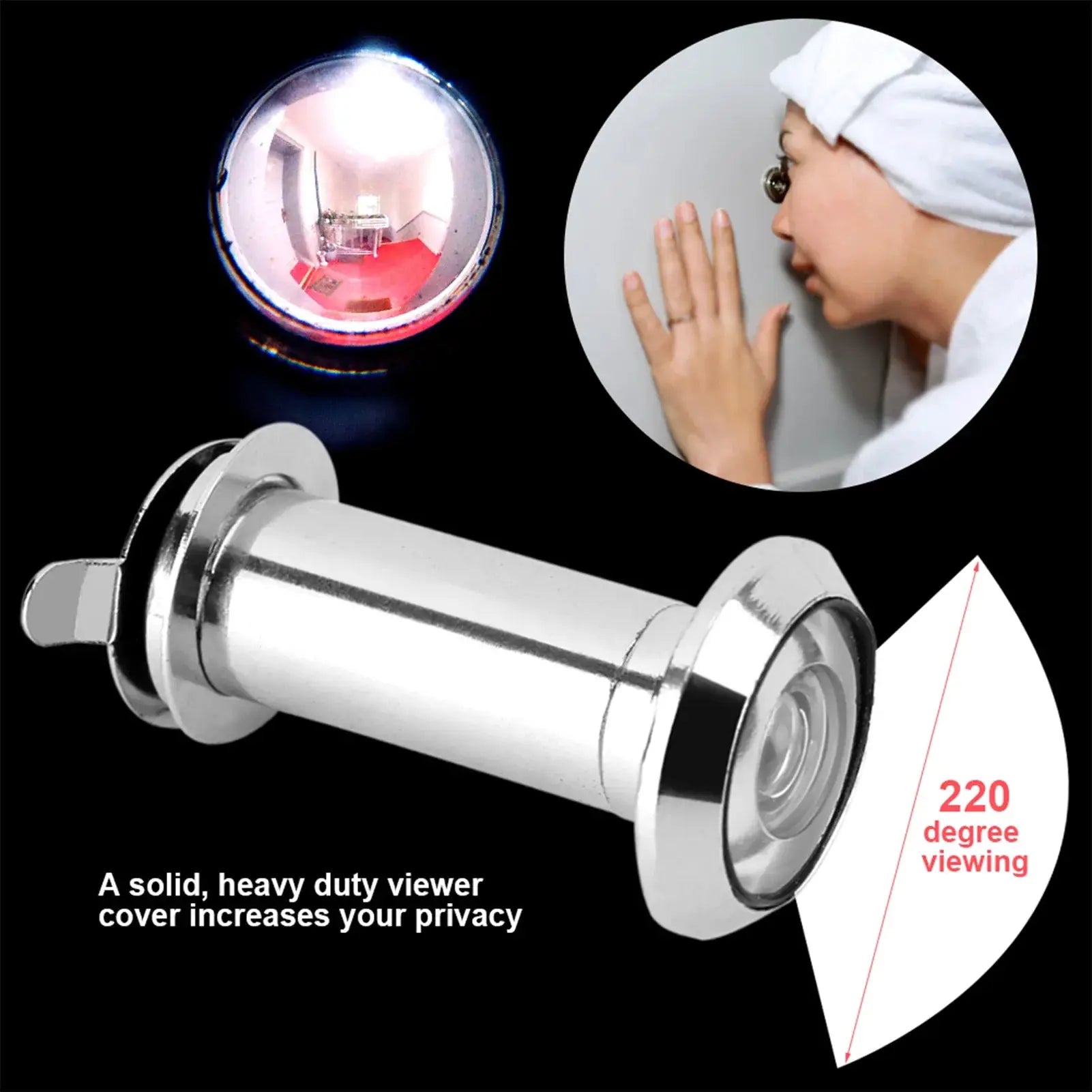 Wide Viewing Peephole 220 Degree Wide Viewing Angle Door Viewer with Heavy Duty Cover 220 Degree Door Viewer by stepyours.com