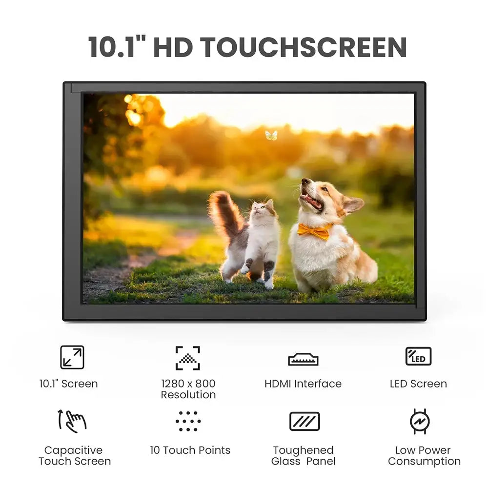 Eyoyo 10.1-inch Capacitive Touchscreen for Raspberry Pi LCD Display 1280x800 HD IPS Screen Driver-free Portable HDMI Touch Monitor Supports Banana Pi&Gaming Consoles