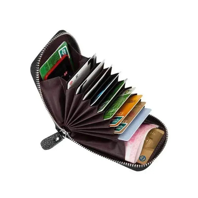 Mens Wallet Genuine PU Leather RFID Blocking Zipper Pocket