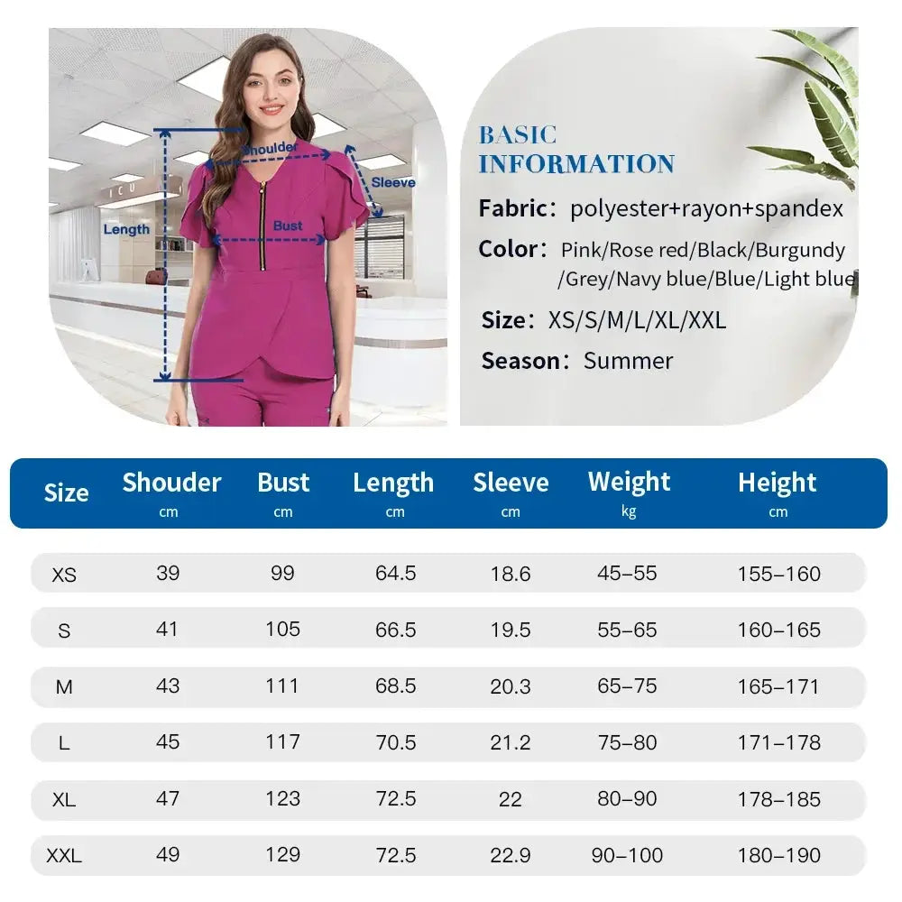 Unisex Nursing Scrub Tops Medical Uniform Blouse Comfort Fit