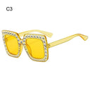 Trendy Rhinestone Kids Sunglasses with Colorful Lenses