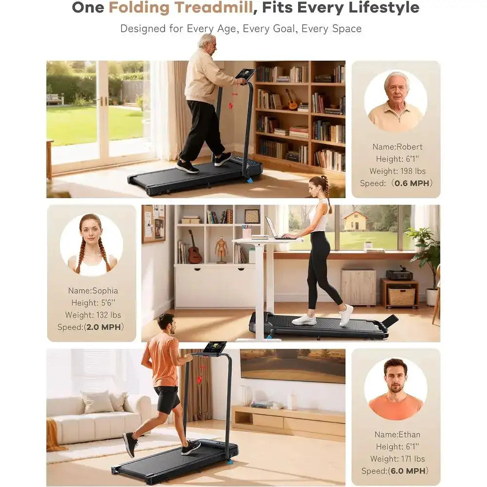 Portable Walking Pad with Handlebar, 320LB Capacity, Home Office Desk Treadmill, Incline Feature, App-Controlled Running Machine