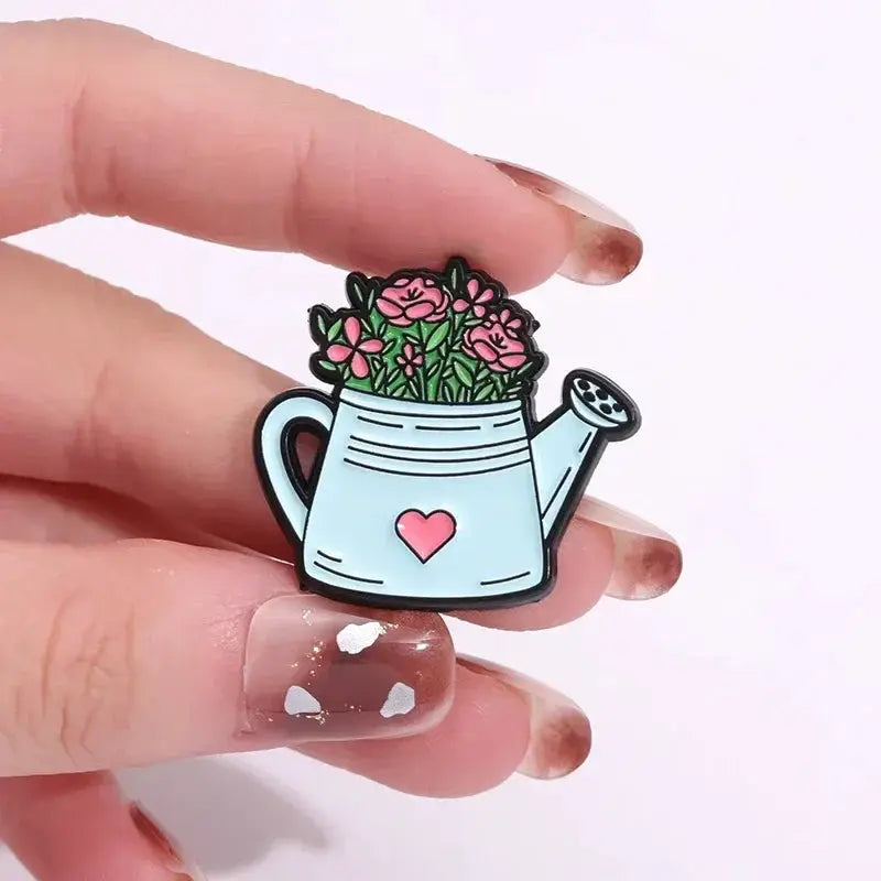 Whimsical Floral Enamel Pin Set For Backpacks And Brooches