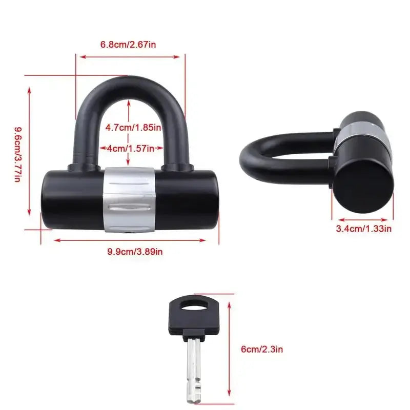 U Lock With Key Anti-Theft Disc Brake Lock For Bikes