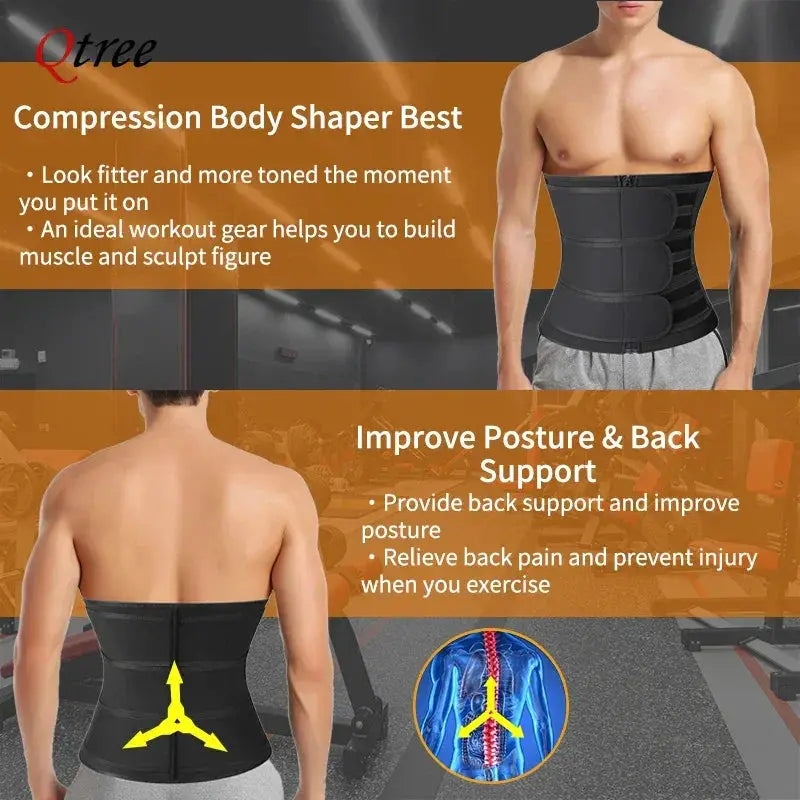Mens Neoprene Waist Trainer For Weight Loss And Sweat Qtree