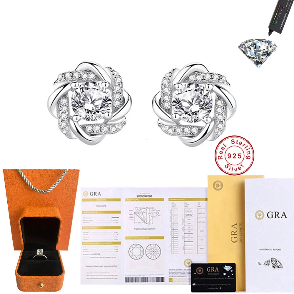 Flower Moissanite Stud Earrings in Sterling Silver — product view 6
