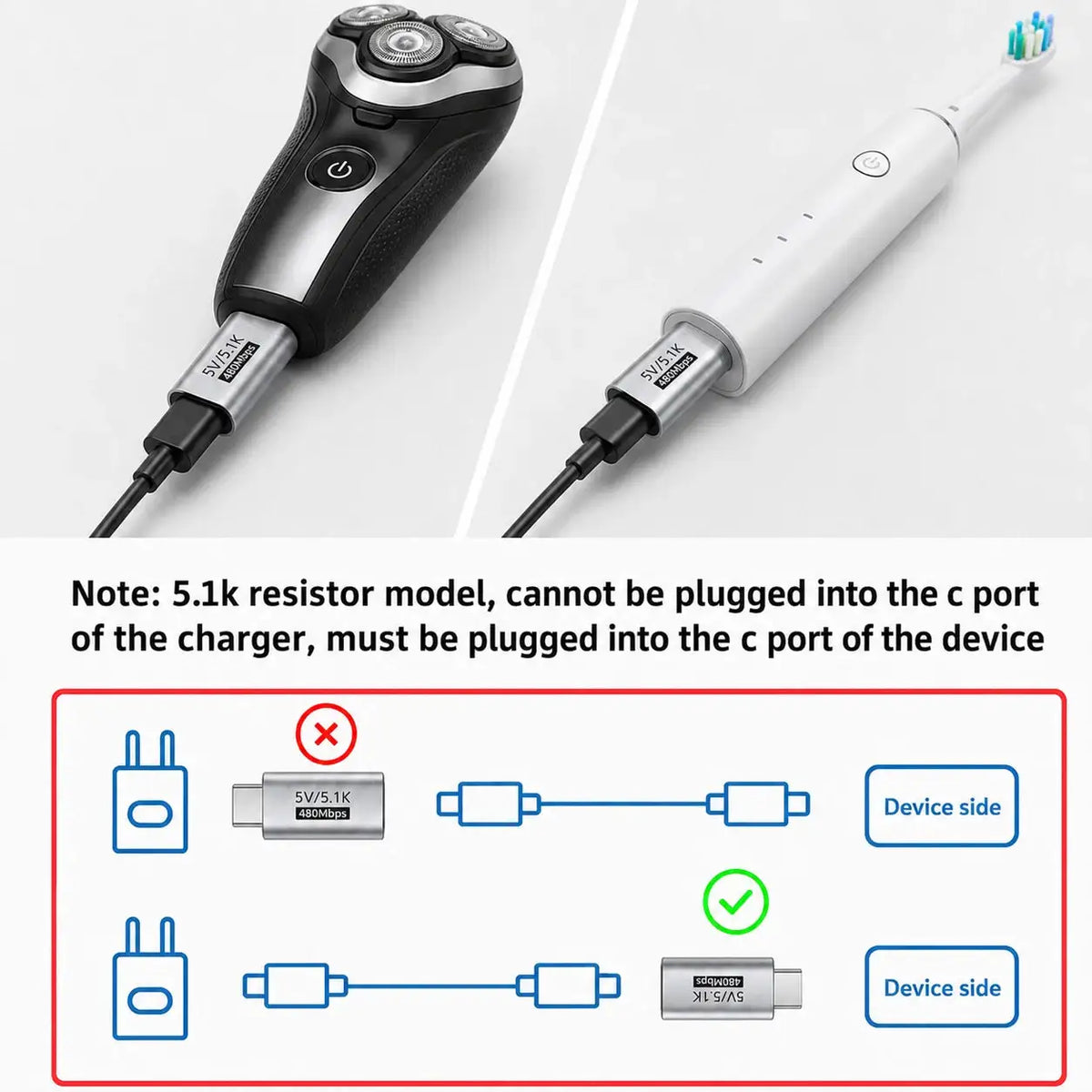 USB C Adapter - Charges Shavers Securely — product view 2