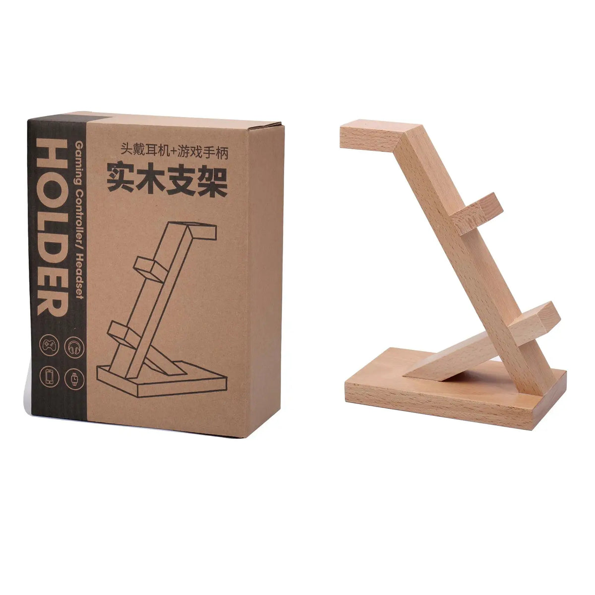Wood Headset Stand - Saves Desk Space — product view 6