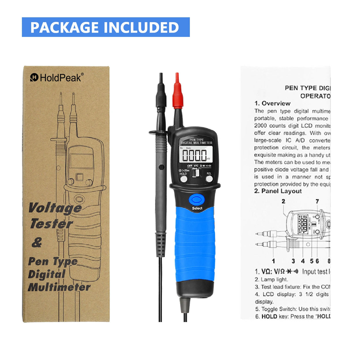 HoldPeak Precision Digital Multimeter Pen Type Meter Auto Range — product view 6