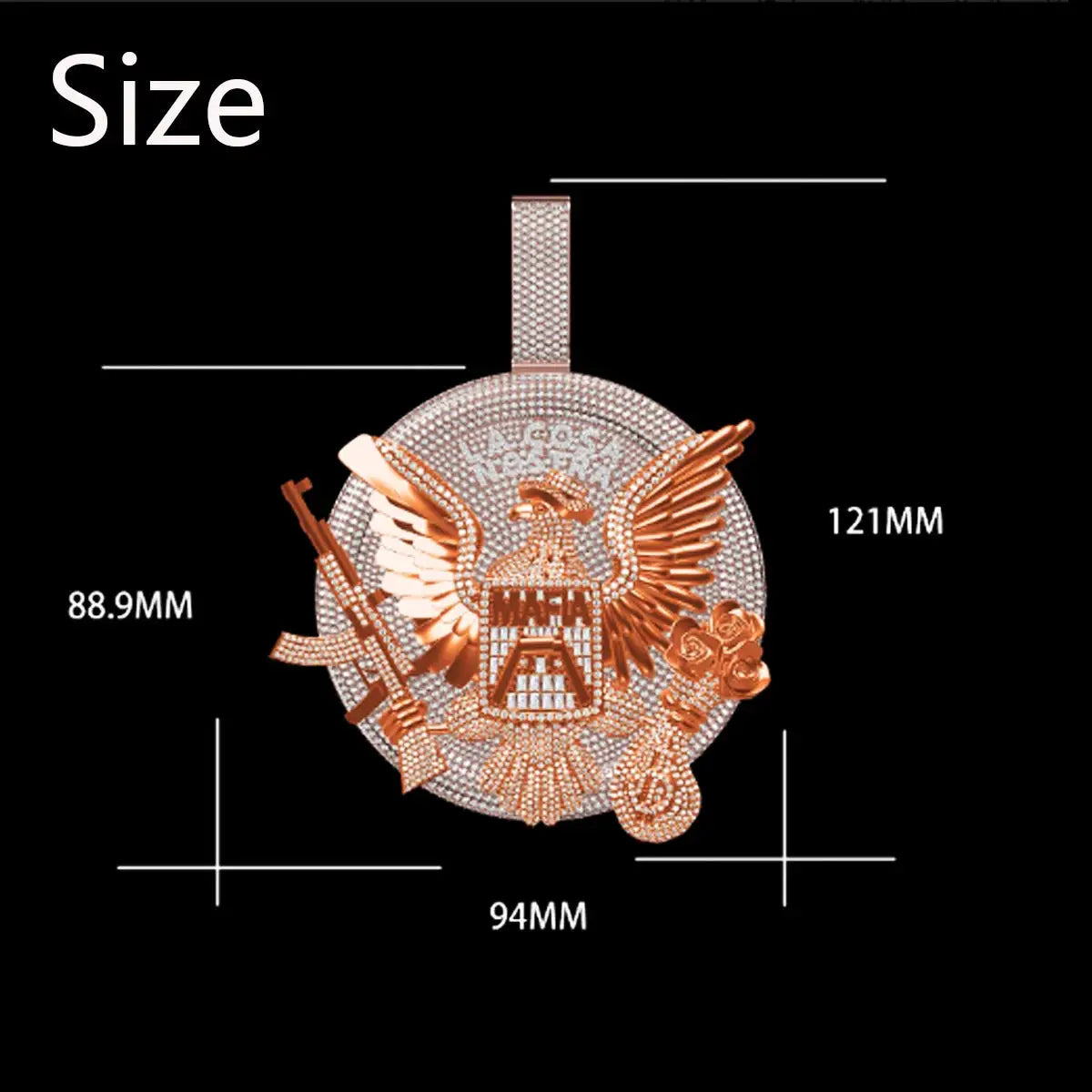 Gold Plated Hip Hop Necklace Charm Unique Design With Eagle — product view 8