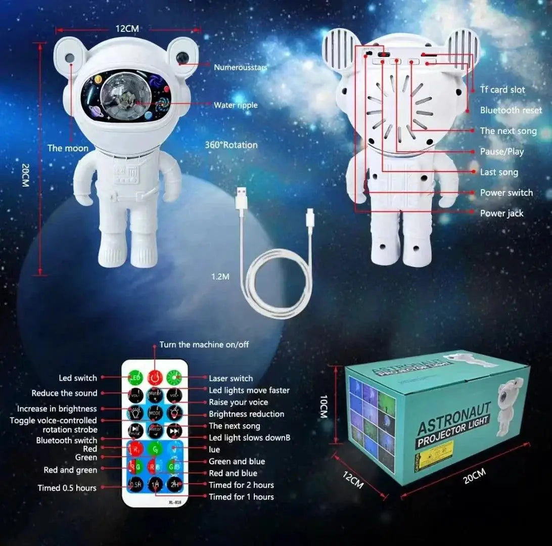 Star Projector Bluetooth Astronaut Night Light And Speaker