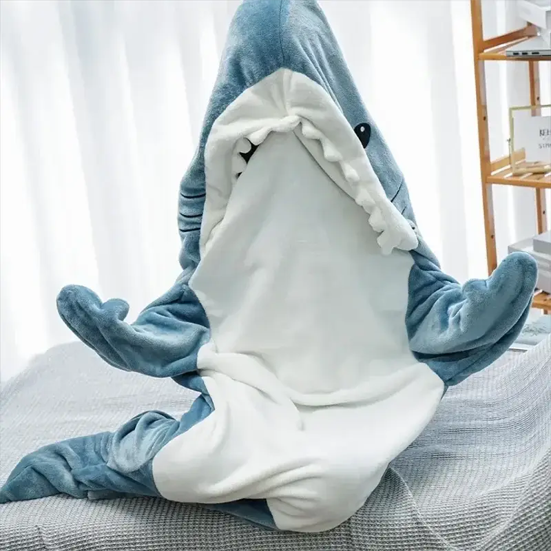 Cartoon Shark Blanket Sleeping Bag For Women Cozy Homewear
