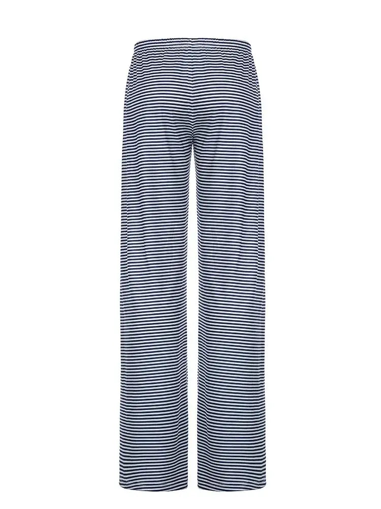 Stripe Drawstring Elastic Low Waist Baggy Sweatpants Women