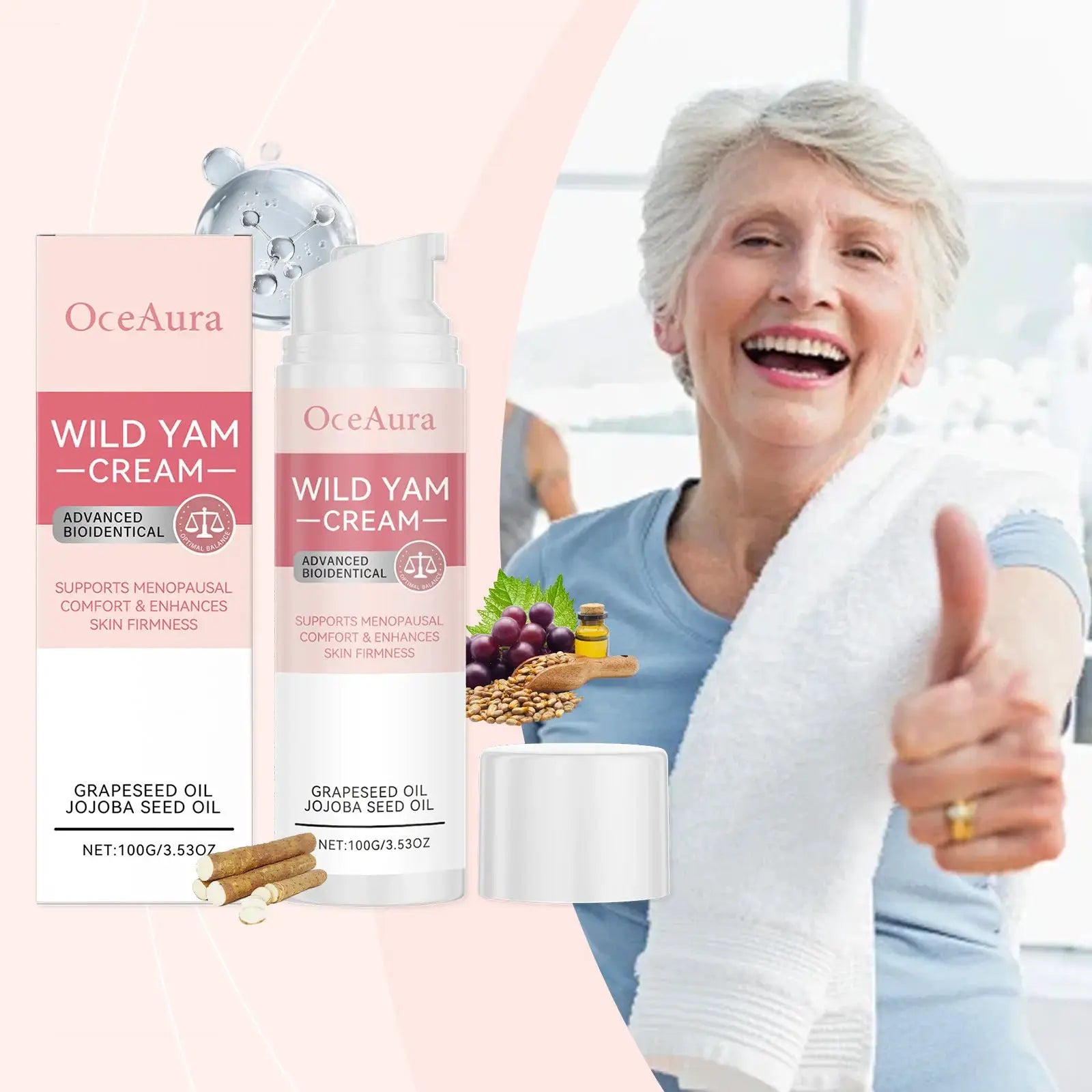 Wild Yam Cream For Hormone Balance Menopause Soothing Reduce Hot Flashes Women Body Balance Support Progesterone Relief Cream