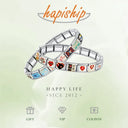 Hapiship Romantic Colour Heart Star Tai Chi Charm Links Bracelet