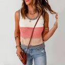 Womens Sleeveless Color Matching Casual Round Neck Vest