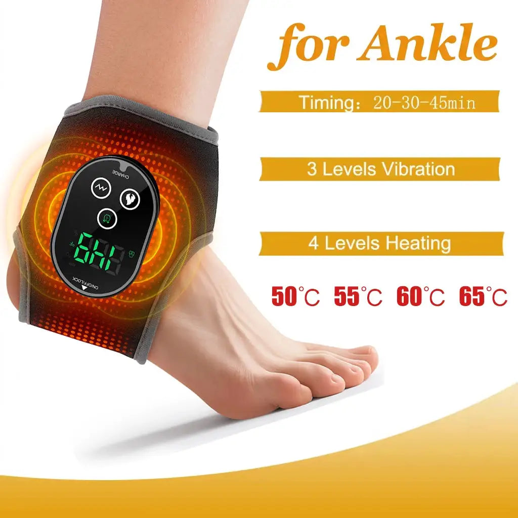 Portable Air Compression Ankle Foot Massager 4 Intensity Airbag Levels Foot Massage Device Heated Ankle Wrap