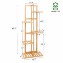 Bamboo 5 / 6 Tier Plant Stand Rack Multiple Flower Pot Holder Shelf Indoor Outdoor