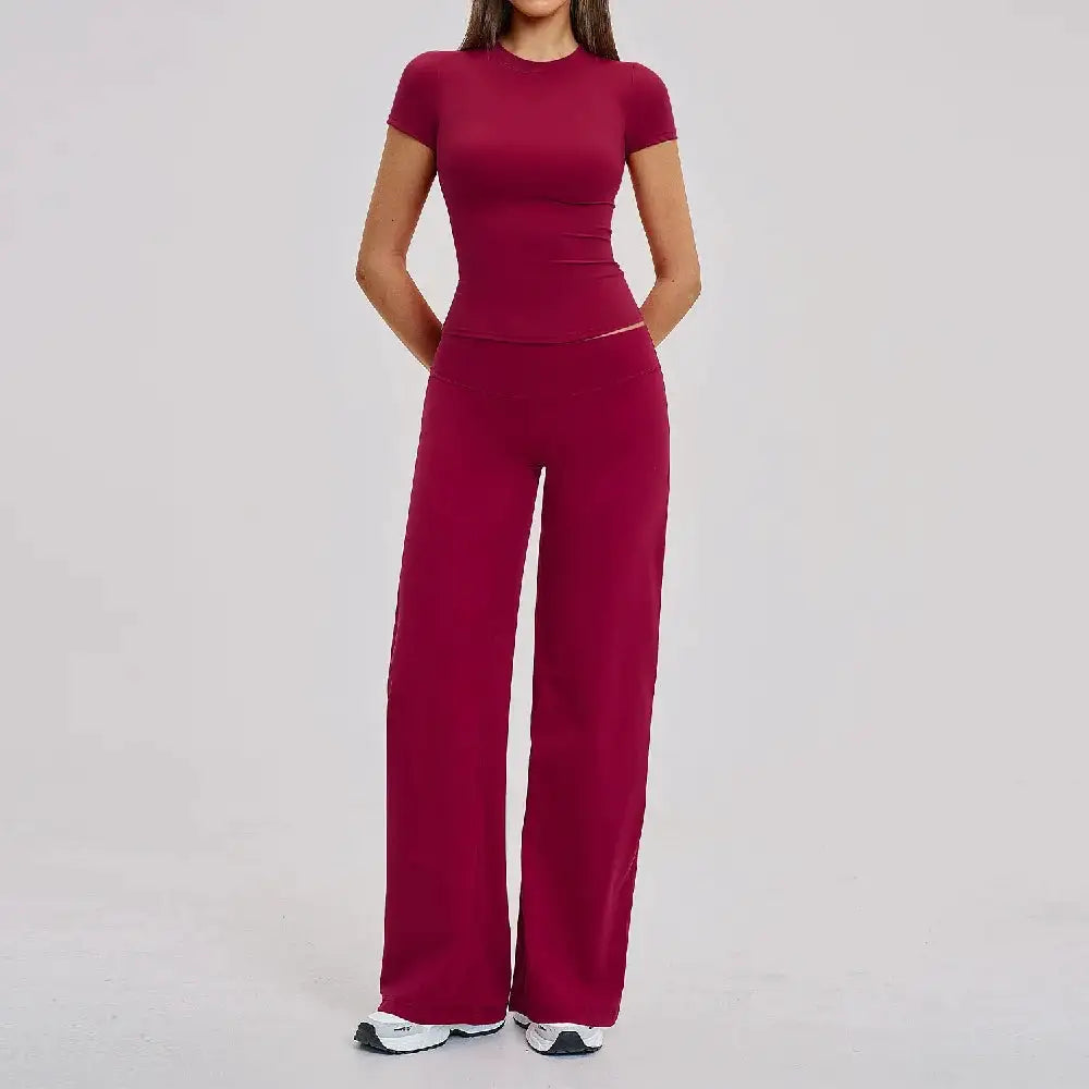 Women's Fitness Set Gym Tracksuit Breathable Sports Bra Flared Trousers Suit Workout Clothing Sportswear Female Athletic Wear