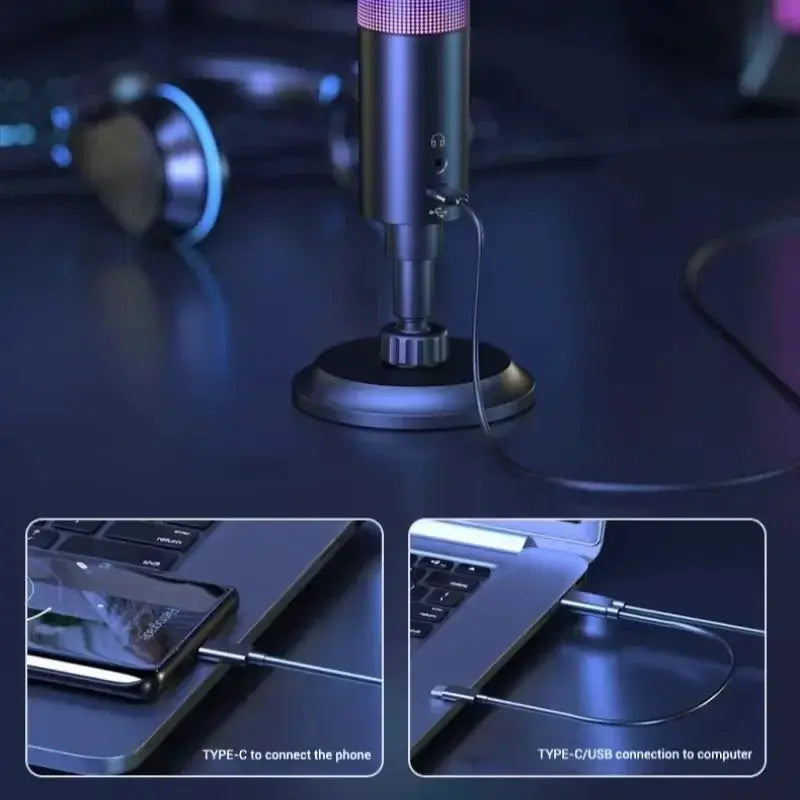 Gaming USB Microphone Noise Cancellation And RGB Features