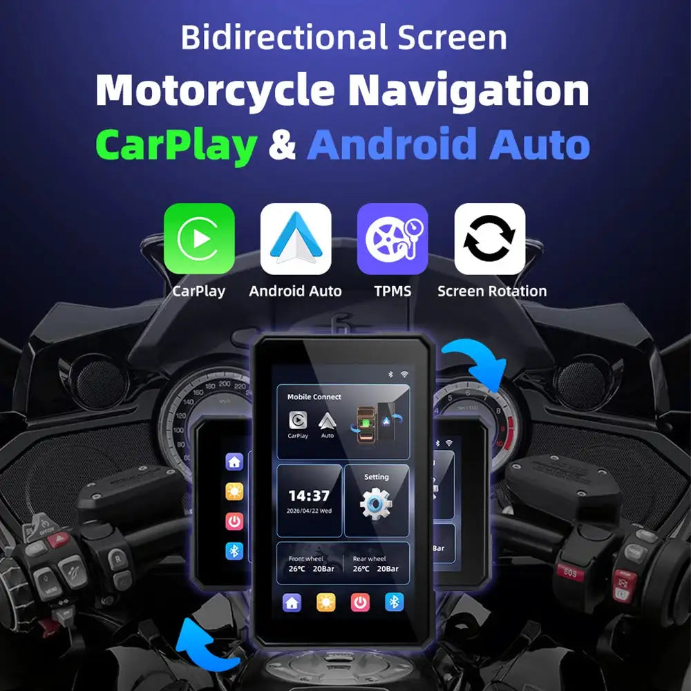 EKIY 5.0 inch Wireless CarPlay Moto Android Auto Portable Digital Dashboard GPS Motorcycle Navigation Removable Display Screen