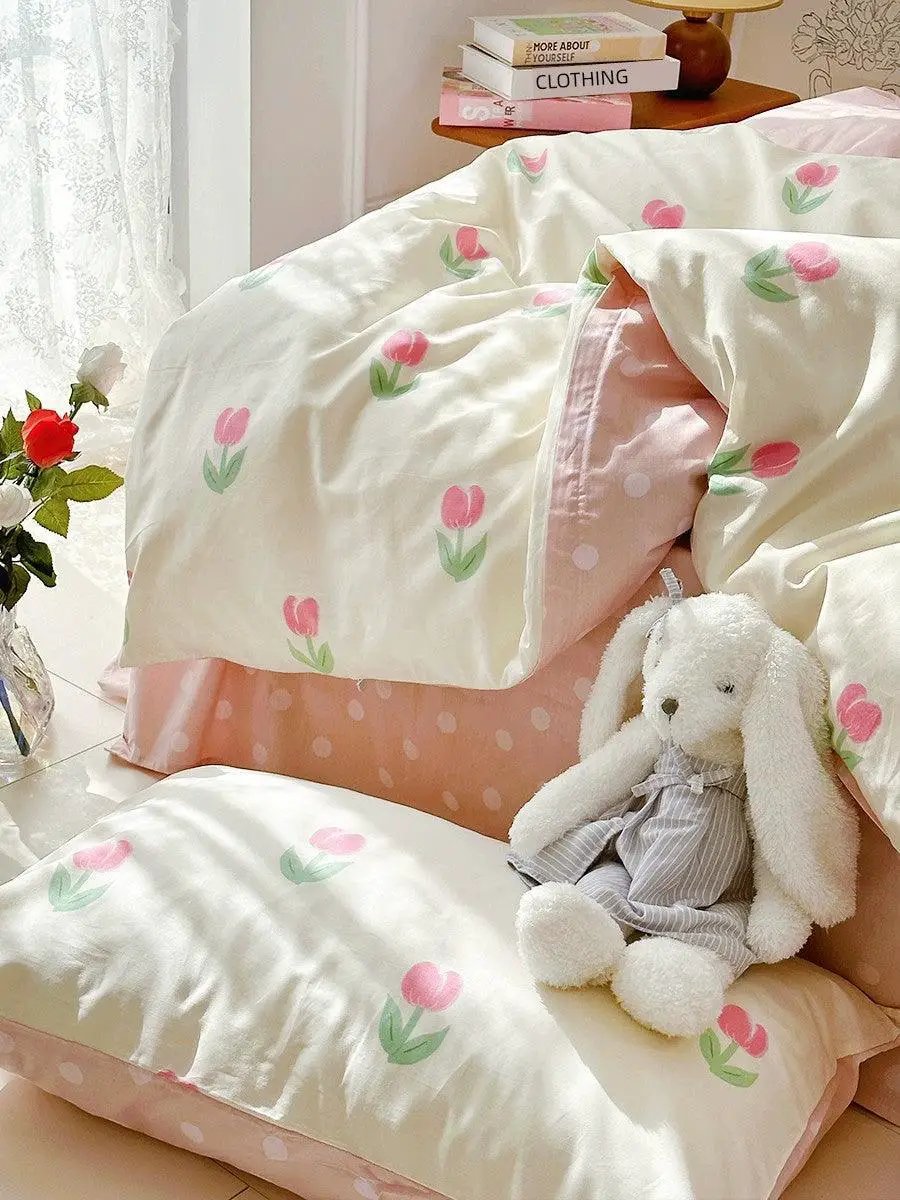 Spring Summer Girly Cotton Quilt Set Dorm Room Bedding